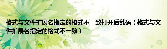 格式与文件扩展名指定的格式不一致打开后乱码（格式与文件扩展名指定的格式不一致）