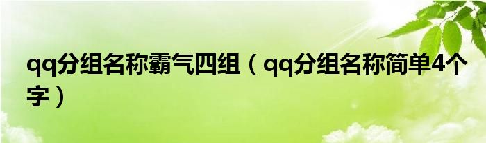 qq分组名称霸气四组（qq分组名称简单4个字）