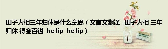 田子为相三年归休是什么意思（文言文翻译   田子为相 三年归休 得金百镒  hellip  hellip）