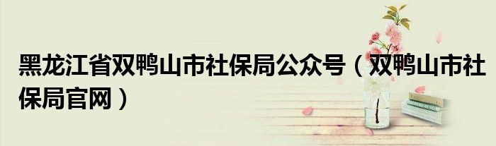 黑龙江省双鸭山市社保局公众号（双鸭山市社保局官网）