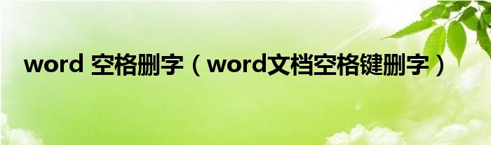 word 空格删字（word文档空格键删字）