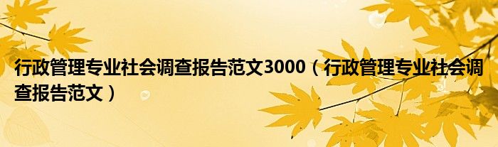 行政管理专业社会调查报告范文3000（行政管理专业社会调查报告范文）