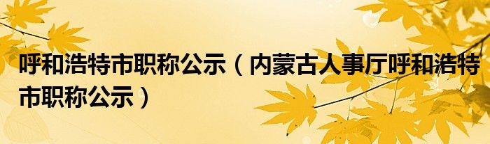 呼和浩特市职称公示（内蒙古人事厅呼和浩特市职称公示）