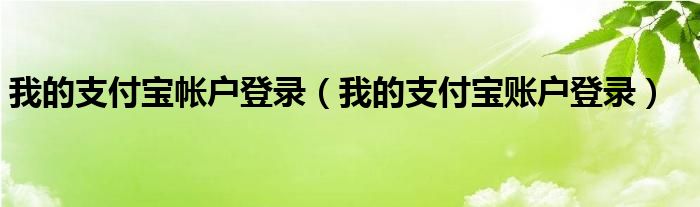 我的支付宝帐户登录（我的支付宝账户登录）