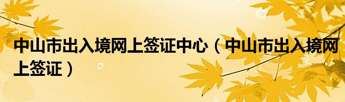 中山市出入境网上签证中心（中山市出入境网上签证）