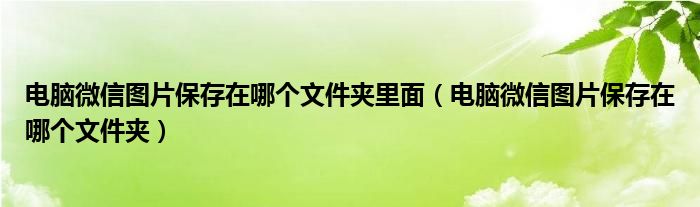 电脑微信图片保存在哪个文件夹里面（电脑微信图片保存在哪个文件夹）