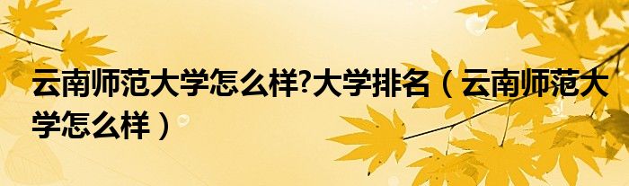 云南师范大学怎么样?大学排名（云南师范大学怎么样）