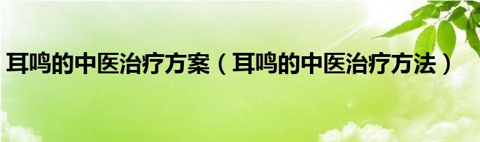 耳鸣的中医治疗方案（耳鸣的中医治疗方法）