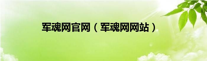 军魂网官网（军魂网网站）