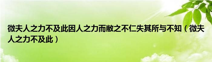 微夫人之力不及此因人之力而敝之不仁失其所与不知（微夫人之力不及此）