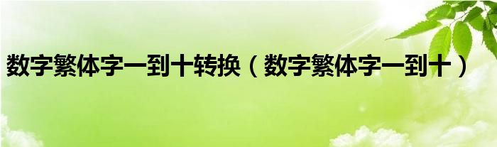 数字繁体字一到十转换（数字繁体字一到十）