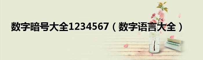 数字暗号大全1234567（数字语言大全）