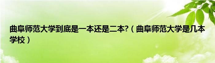 曲阜师范大学到底是一本还是二本?（曲阜师范大学是几本学校）