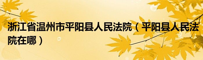 浙江省温州市平阳县人民法院（平阳县人民法院在哪）