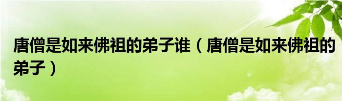 唐僧是如来佛祖的弟子谁（唐僧是如来佛祖的弟子）