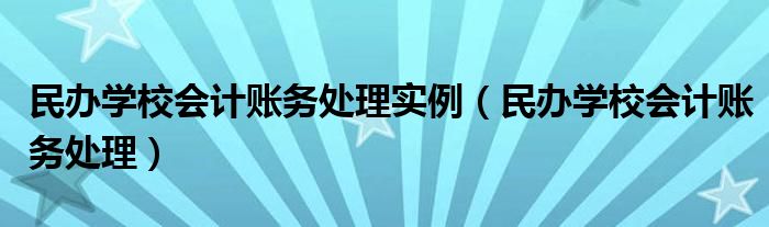 民办学校会计账务处理实例（民办学校会计账务处理）