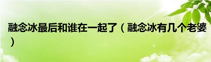 融念冰最后和谁在一起了（融念冰有几个老婆）