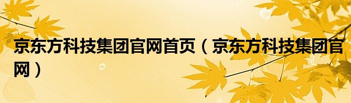 京东方科技集团官网首页（京东方科技集团官网）