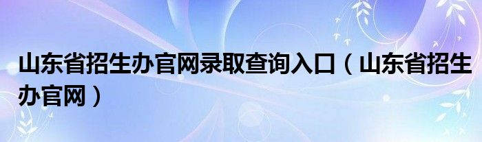 山东省招生办官网录取查询入口（山东省招生办官网）