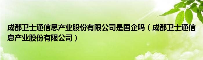 成都卫士通信息产业股份有限公司是国企吗（成都卫士通信息产业股份有限公司）