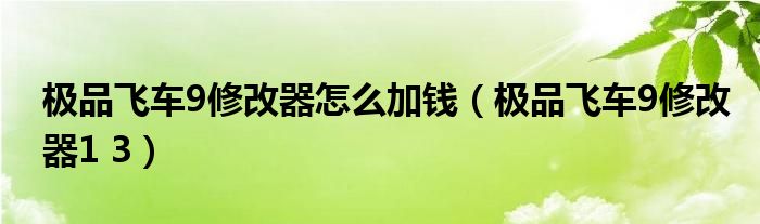 极品飞车9修改器怎么加钱（极品飞车9修改器1 3）