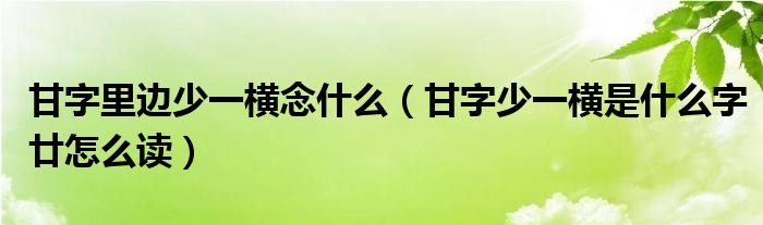 甘字里边少一横念什么（甘字少一横是什么字廿怎么读）