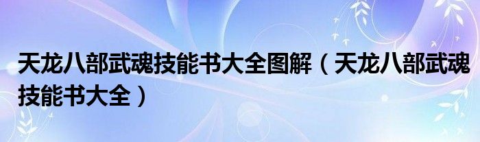 天龙八部武魂技能书大全图解（天龙八部武魂技能书大全）