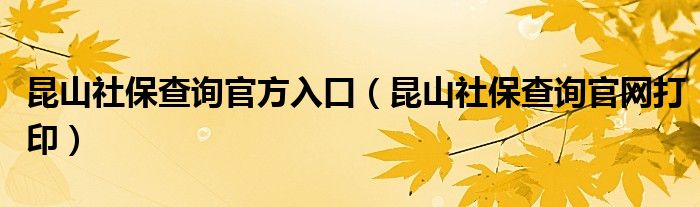 昆山社保查询官方入口（昆山社保查询官网打印）