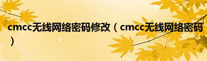 cmcc无线网络密码修改（cmcc无线网络密码）