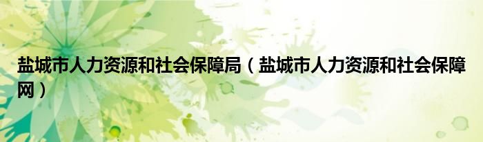 盐城市人力资源和社会保障局（盐城市人力资源和社会保障网）