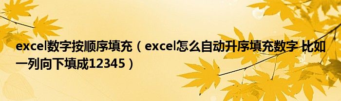 excel数字按顺序填充（excel怎么自动升序填充数字 比如一列向下填成12345）