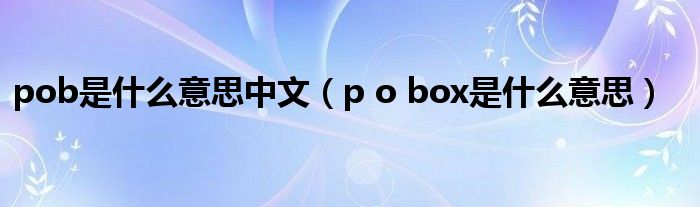 pob是什么意思中文（p o box是什么意思）