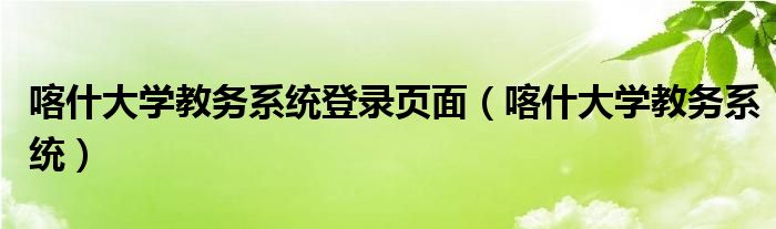 喀什大学教务系统登录页面（喀什大学教务系统）