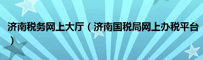 济南税务网上大厅（济南国税局网上办税平台）