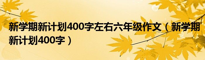 新学期新计划400字左右六年级作文（新学期新计划400字）