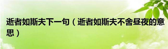 逝者如斯夫下一句（逝者如斯夫不舍昼夜的意思）