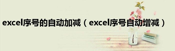 excel序号的自动加减（excel序号自动增减）