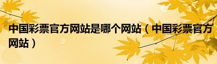 中国彩票官方网站是哪个网站（中国彩票官方网站）