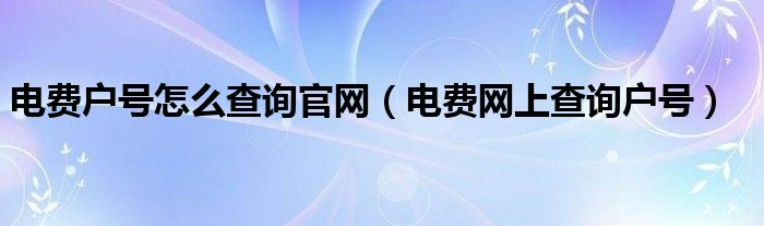 电费户号怎么查询官网（电费网上查询户号）