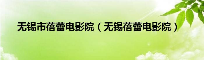 无锡市蓓蕾电影院（无锡蓓蕾电影院）