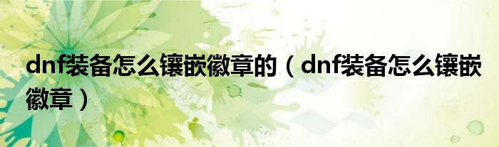 dnf装备怎么镶嵌徽章的（dnf装备怎么镶嵌徽章）