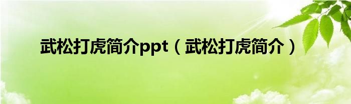 武松打虎简介ppt（武松打虎简介）