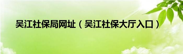 吴江社保局网址（吴江社保大厅入口）