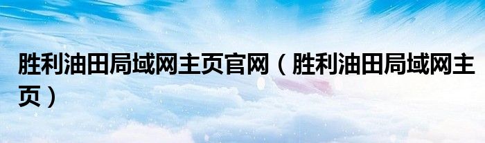 胜利油田局域网主页官网（胜利油田局域网主页）