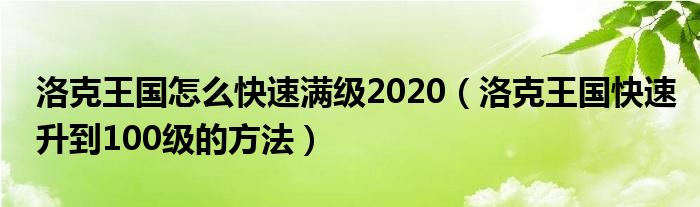 洛克王国怎么快速满级2020（洛克王国快速升到100级的方法）