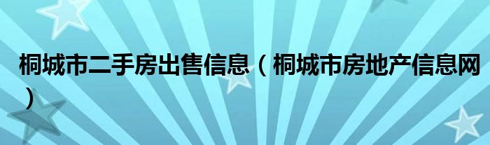 桐城市二手房出售信息（桐城市房地产信息网）