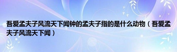 吾爱孟夫子风流天下闻钟的孟夫子指的是什么动物（吾爱孟夫子风流天下闻）