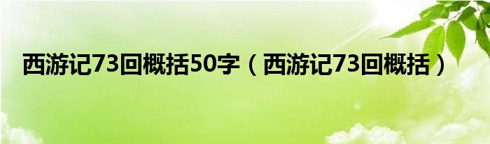 西游记73回概括50字（西游记73回概括）