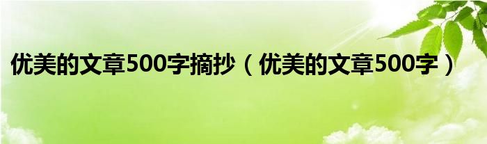 优美的文章500字摘抄（优美的文章500字）