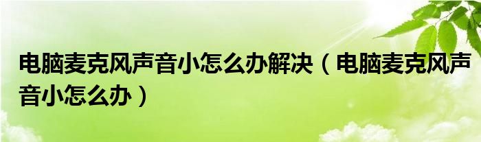 电脑麦克风声音小怎么办解决（电脑麦克风声音小怎么办）